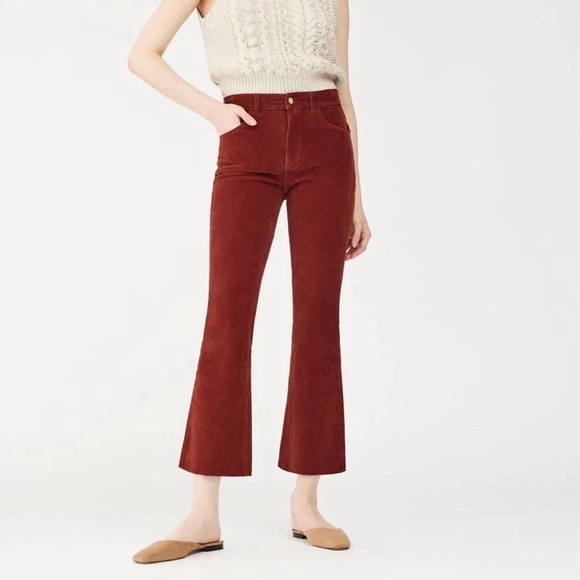 DL1961 Bridget Cropped High Rise Instasculpt Boot Cut Corduroy Pants Size 26 - Picture 1 of 15